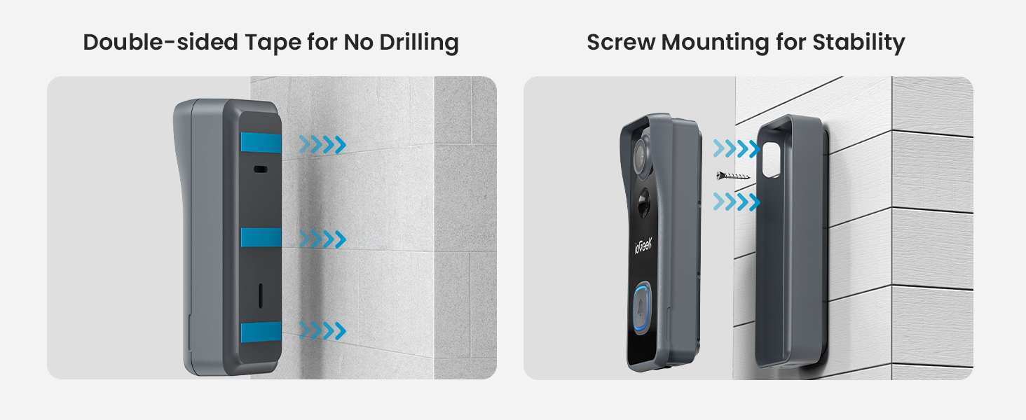 2 options for installation - Double-side tape &amp;amp; Screw Sets