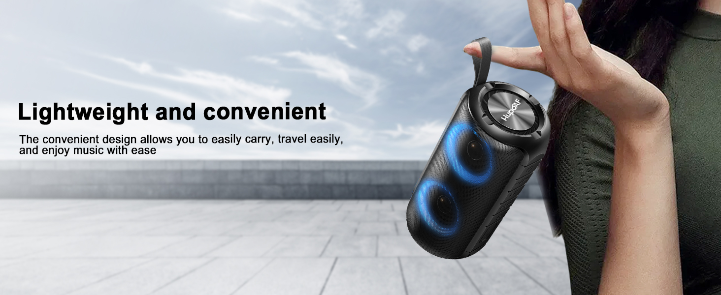 Text reads 'Lightweight and convenient'. Product demonstration showing handheld device being carried, with explanatory text and arrow indicating portability.