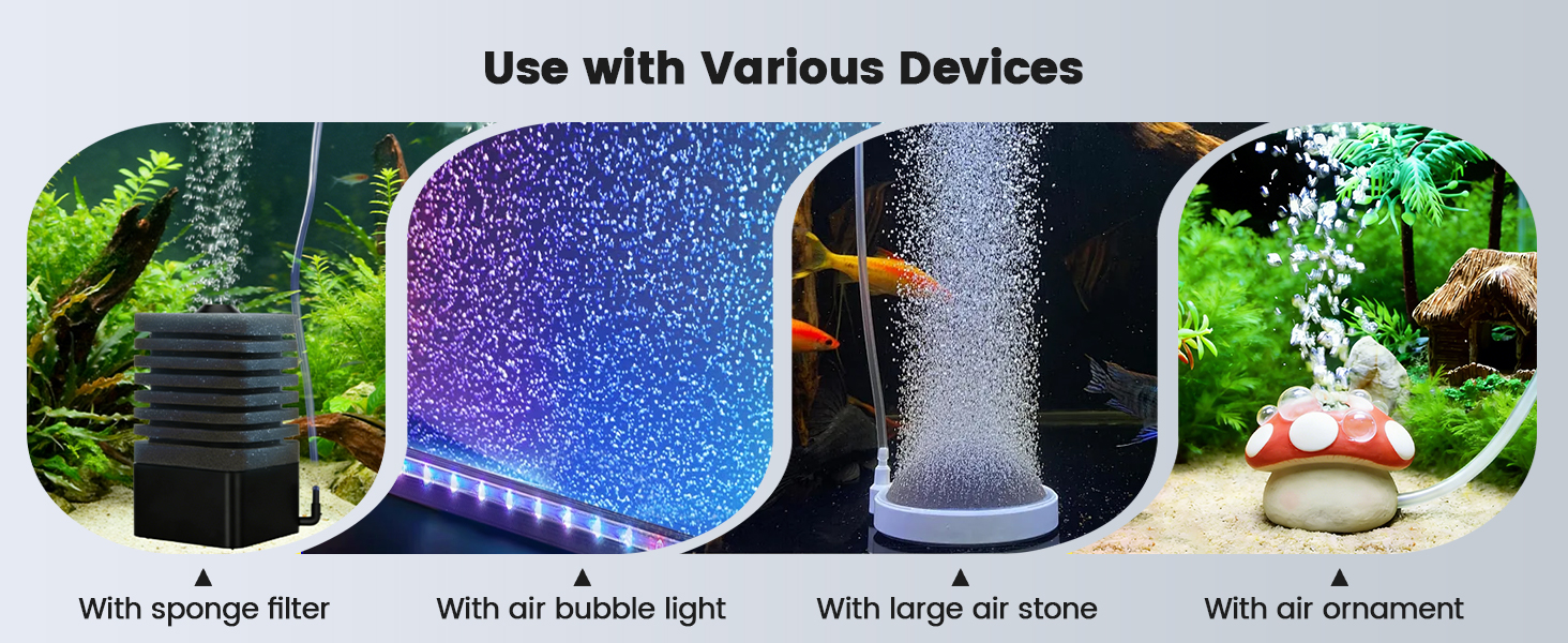 fishkeeper Powerfu Quiet Aquarium Air Pump Adjustable Dual-Outlet Fish Tank Air Pump