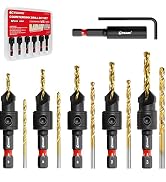 EZARC Countersink Drill Bit Set, 12 PCS Counter Sink Drill Bit Adjustable, #4, #6, #8, #10, #12, ...