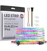 BTF-LIGHTING FCOB IP66 WS2811 IC RGB COB LED Strip 864LED/m Flexible High Density Color Chasing U...