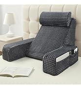 Vekkia Reading Pillow,Back Pillow for Bed Sitting Up Adult,Backrest Support Pillow with Build-in ...