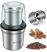 Secura Coffee Grinder Electric, 2.5oz/75g Large Capacity Spice Grinder Electric, Coffee Bean Grin...