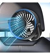 Dealswin Rechargeable Car Fan for Backseat Kids, USB and Battery Powered Portable Fan Headrest 3 ...