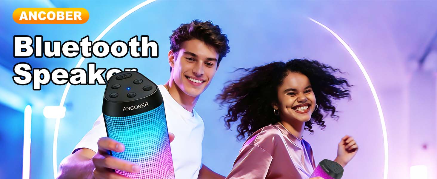 Bluetooth Speaker, Portable Wireless Speaker BT 5.3 HD Loud Sound Speaker with Cool LED Lights