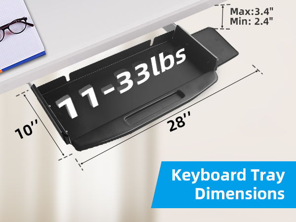  adjustable keyboard tray under desk