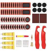 Smelish 80pcs Bike Tire Repair Kit, Self-Adhesive Bike Tire Patch Kit, Bike Tool Kit with Portabl...