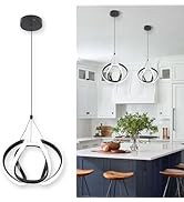 CANEOE Modern Led Pendant Light Fixtures, 5500K Black Pendant Lighting for Kitchen Island, Adjust...