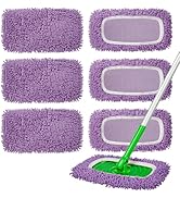 ZHAYAO 6Pcs Reusable Microfiber Mop Pads Compatible with Swiffer Sweeper Mop, Wet and Dry Flat mo...