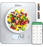 Bisonbody Digital Food Kitchen Scale with Smart App – Large Kitchen Scale with 201 Stainless Stee...