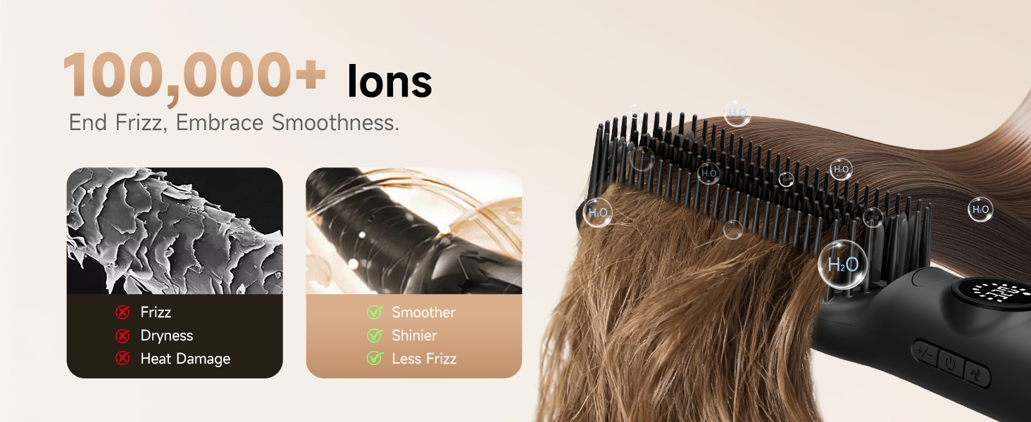 straightener brush fighting frizz and dryness for smoother, shinier hair with less heat damage