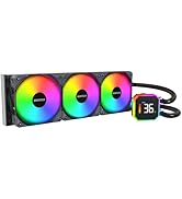 MONTECH HyperFlow Digital 360 CPU Liquid Cooler, 360mm AIO with 3100RPM Pump, 3×120mm E28 ARGB Fa...