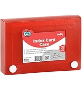 Enday Index Card Holder Red, 3x5 Note Flash Card Organizer Case, File Box with 5 Dividers, Noteca...