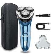 Waterproof Men’s Electric Shaver with Travel Case, Powerful &amp; Quiet, Type C Fast Charge (60min Ch...