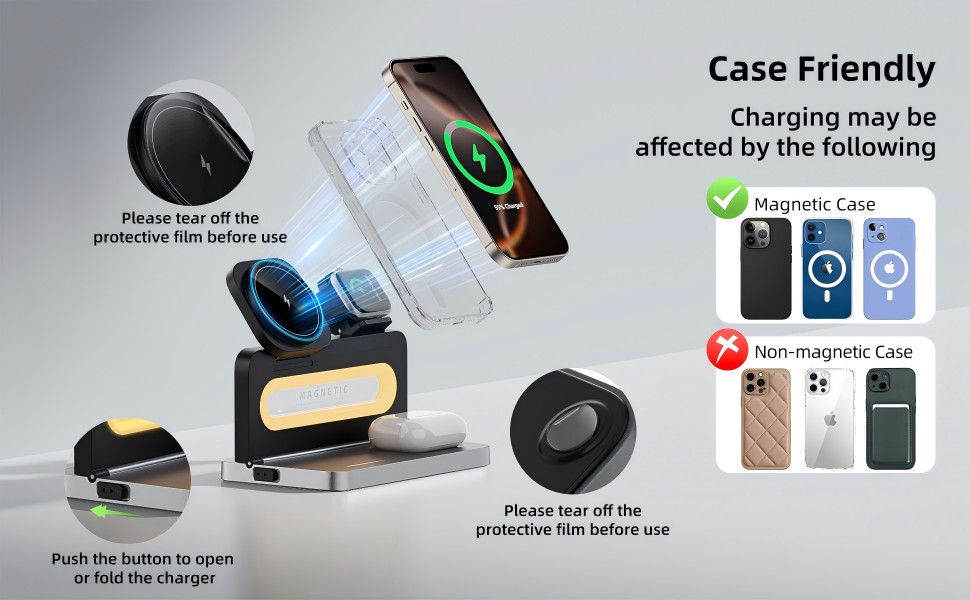 Foldable wireless charging station 4 in 1