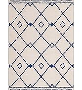 YIHOUSE Boho 5x7 Area Rugs for Living Room, Western Beige and Blue Rug, Moroccan Geometric Soft L...