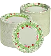 ZAVOOS 200 Pieces Floral Paper Plates, 9 Inch Disposable Wildflower Dinner Plates, Spring Botanic...