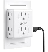 LENCENT 2 to 3 Prong Outlet Adapter, 2 Prong Power Strip, 6 Widely Spaced Outlets Extender, 3-Sid...