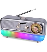 T.TAOMI Retro Portable Radio AM FM SW Shortwave Radio with Colorful Ambient Light,Battery Operate...