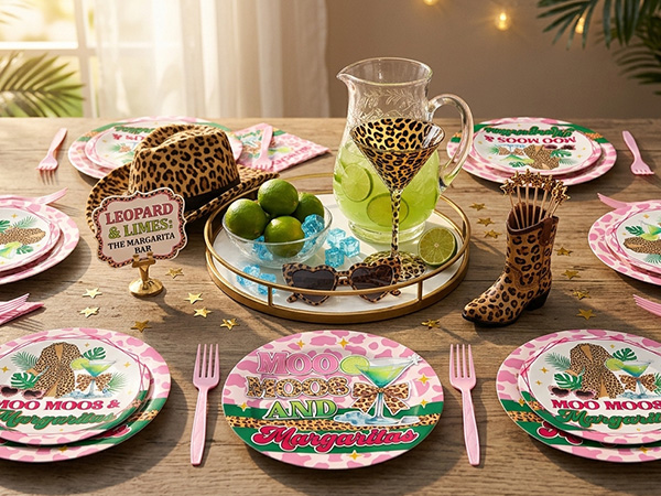 Leopard Print Pajama Cocktail Party Supplies for Bachelorette Party