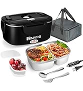 LBMVRB Electric Lunch Box for Adults, 80W Fast Heating 1.5L, Detachable 2-Compartment Stainless S...