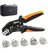 KF CPTEC Quick-Change Ratchet Crimping Tool Set, 6PCS Wire Crimper for Spade, Insulated &amp; Non-Ins...