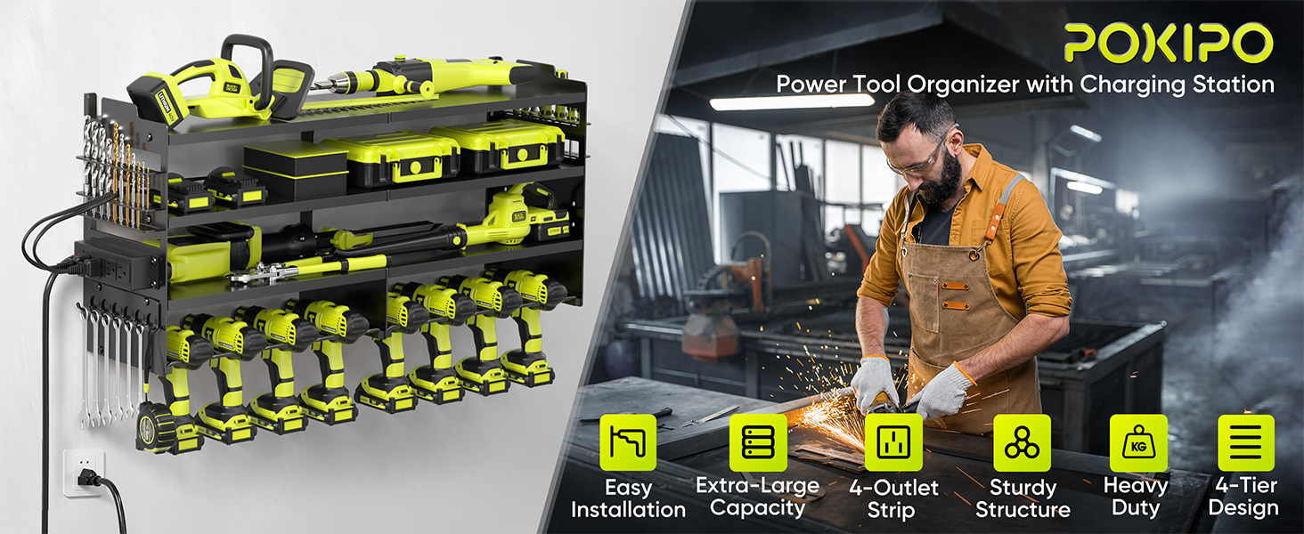 Power Tool Organizer Charging Station