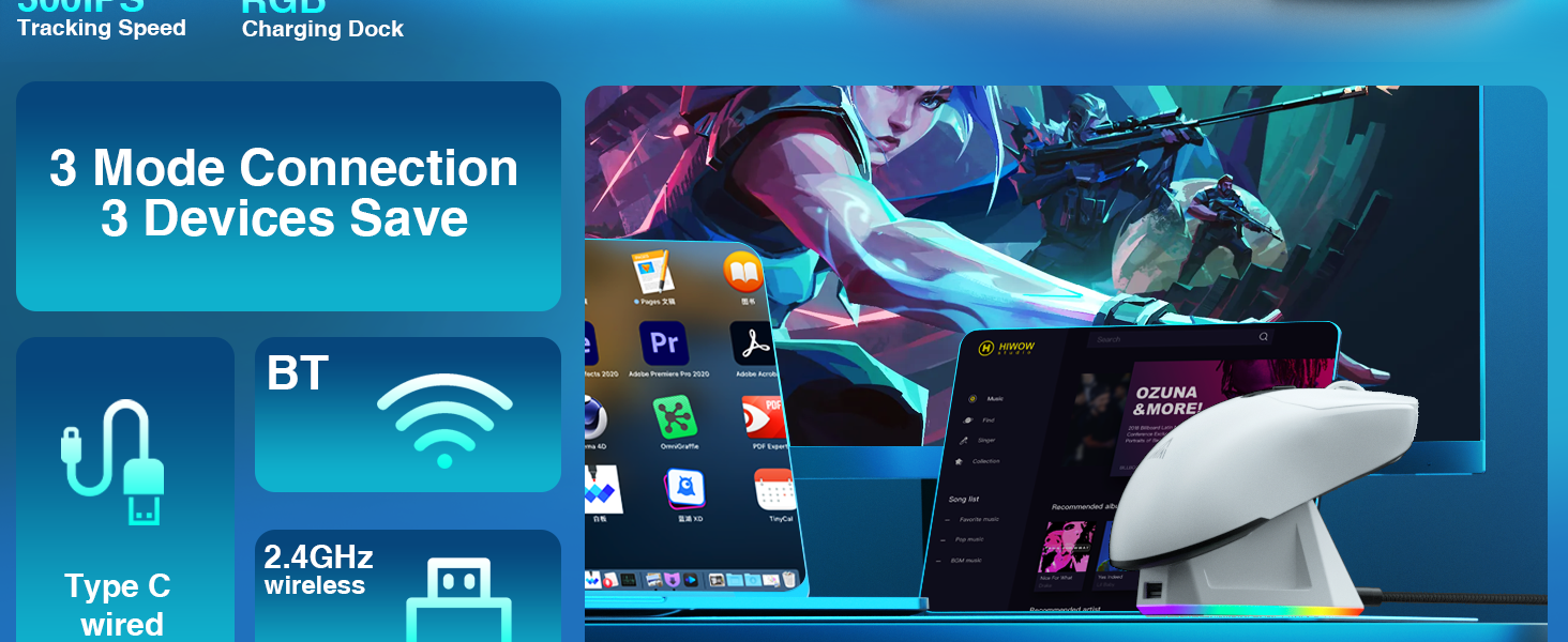 gaming mouse wireless,gaming mice,mouse with charging dock