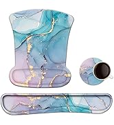 AIMSA Mouse Pad Wrist Support Set Keyboard Wrist Rest, Ergonomic Memory Foam Non-Slip Base Easy T...