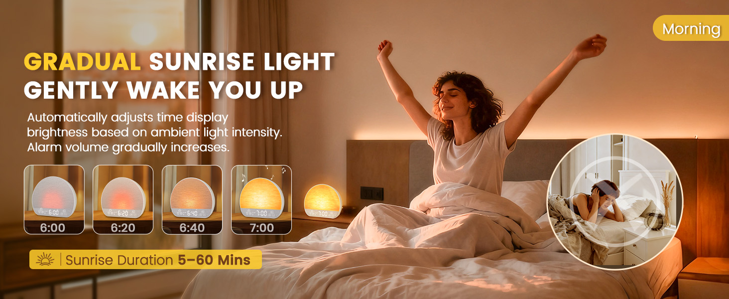 sunrise alarm clock with sound machine