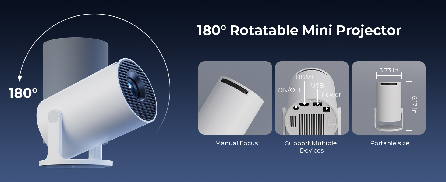 180° rotatable mini projector