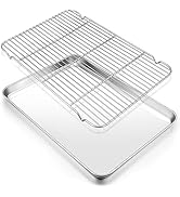 Large Baking Sheet with Rack Set, E-far 20”x14” Stainless Steel Cookie Sheet Pan for Oven Cooking...