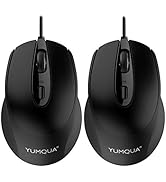 YUMQUA G222 Silent Computer Mouse - 2 Pack Wired Optical USB Mouse, 800/1200 DPI, Home &amp; Office, ...