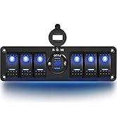 Nilight 6 Gang Rocker Switch 12V SPST ON Off Switch QC 3.0 USB Charger Voltmeter Waterproof Alumi...