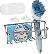 Consumest Sponge Holder for Kitchen Sink with Adhesive Hook &amp; Suction Cups, Rustproof Stainless S...