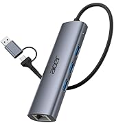 Acer USB to Ethernet Adapter, USBC Hub Ethernet 1Gbps with 3*USB 3.0 | USB to Network Adapter Alu...