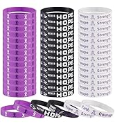 Purple Ribbon Awareness Bracelet - 24/48/60pcs Lupus Awareness Products for Women Men, Silicone W...