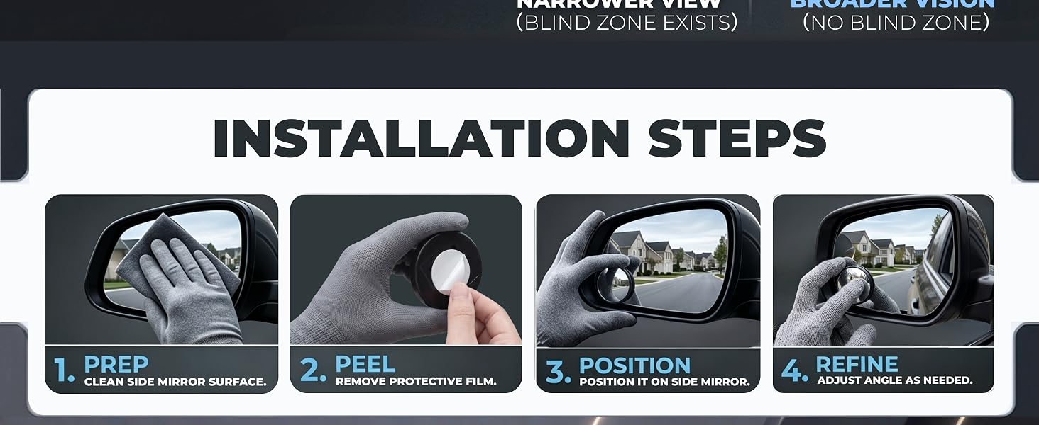 2 pcs Blind Spot Mirrors silver