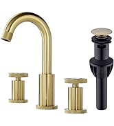 DIKUROOMS Brass Bathroom Faucet 2 Handle 8 Inch Widespread Vanity Sink Faucet with Solid Metal Kn...
