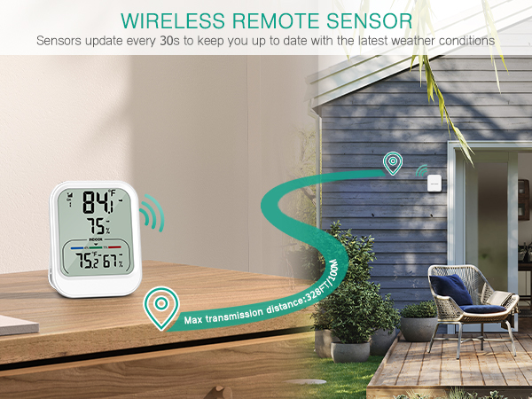 Digital Thermometer Hygrometer, Wireless Indoor Outdoor Thermometer