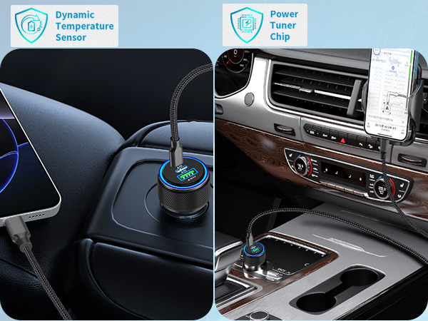 MFi Certified 3-Port 67W USB-C + USB-A Power Cigarette Lighter iPhone 16 Car Charger Fast Charging