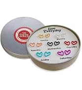 7 pcs Multicolor 925 Sterling Silver Heart Stud Earrings Womens Jewelry Small Everyday Party Work