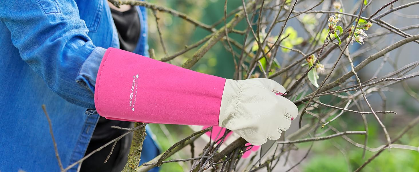Rose Pruning Gardening Gloves for Men Women, Thornproof Long Gauntlet Gloves, Pigskin Leather