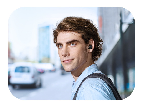 Switch to Transparency Mode so that you can still hear the outside world while wearing Space A40.