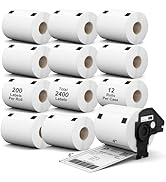 12 Rolls 2400 Labels 4"x6" Shipping Labels Replacement for Brother DK-1241, Misofuki 102mmx152mm ...