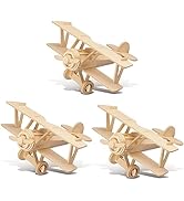 TOYANDONA 3 Pack Wooden DIY Crafts Plane, Mini Assemble Painting Airplane Model Toys Wood 3D Puzz...