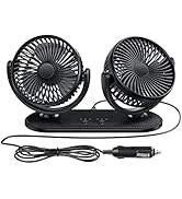 TriPole Car Fan 12V / 24V Portable Auto Cooling Fan Dual Head Rotatable Vehicle Fan 3 Speeds Stro...