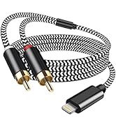 [MFi Certified] Lighting to RCA Cable Audio Aux Adapter, 2-Male Stereo Y Splitter Aux Cord Compat...