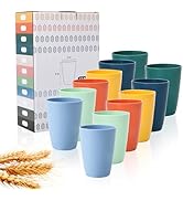 Lazycorner Wheat Straw Cup 12 Pcs Drinking Glasses Unbreakable Drinking Cup Reusable Water Plasti...