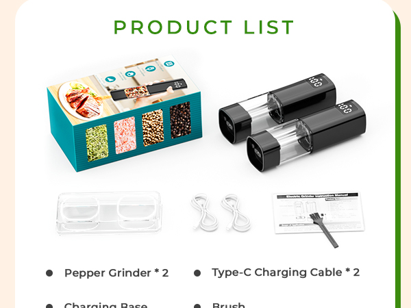 rechargeable salt and pepper grinder set